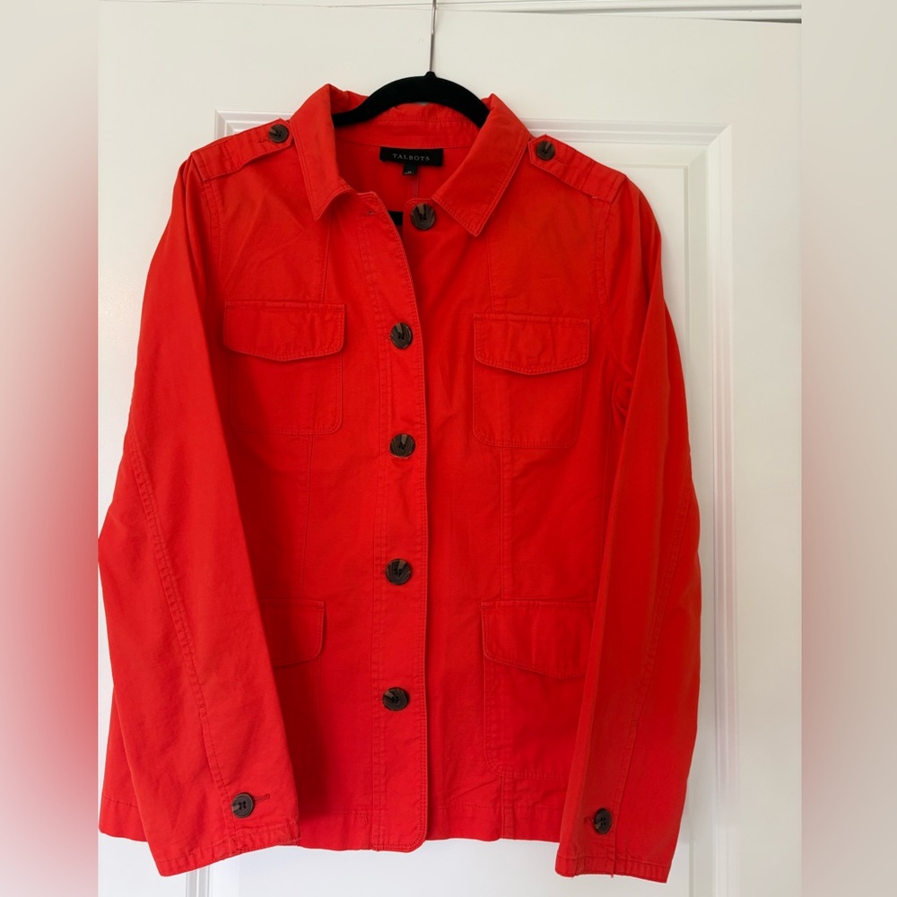 Talbots Bright Red Utility Button-Front Jacket